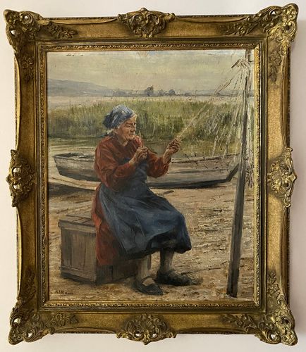 Hans Jakob Mann, Fischerin Rauch, St. Alban, 1952, Öl auf Malkarton, 85 x 65 cm, Privatbesitz, © Rosemarie Mann-Stein